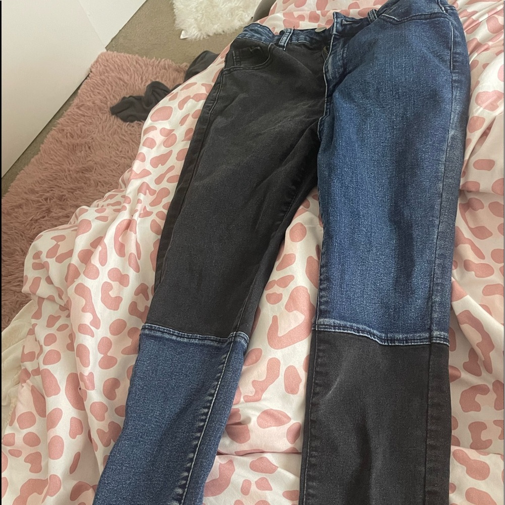 Half and half jeans !! They are tight fitted